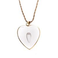 A Steuben Heart Pendant in 18K Gold on Chain