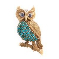 A Lady's Impressive Owl Brooch in 18K Gold