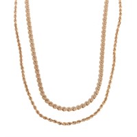 Two Lady's 14K Yellow Gold Neck Chains