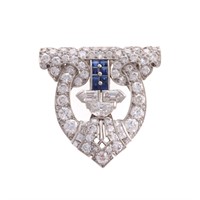 An Art Deco Platinum Sapphire & Diamond Dress Clip