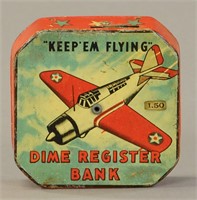 KEEP EM FLYING DIME RESGISTER BANK