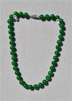 10mm Green Jade Gemstone Beads Necklace 18''