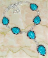 Turquoise & 925 Silver Overlay Handmade Necklace