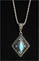 Jewelry Square Tibetan Silver Turquoise Necklace