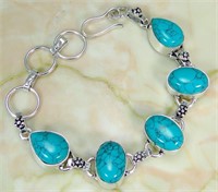 Turquoise & 925 Silver Overlay Handmade Bracelet