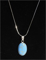 Copper Turquoise & 925 Sterling Silver Pendant