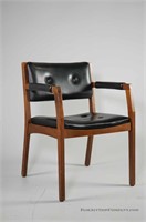 Mid Century Black Vinyl Arm Chair