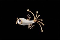 GOLD & MOTHER OF PEARL FISH PIN