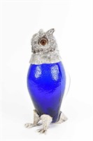SHEFFIELD SILVER PLATE GLASS OWL DECANTER