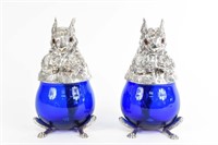 SHEFFIELD SILVER PLATE GLASS SQUIRREL DECANTERS