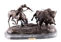 Charles M. Russell "Double Buffalo Hunt" Bronze