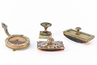 GROUPING OF CHAMPLEVE ENAMEL DESK ITEMS