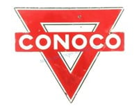 Original Conoco Double Sided Porcelain Enamel Sign