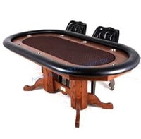 Large Padded Oak Poker Table & Chairs
