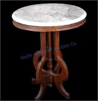 White Marble Top Parlor Table