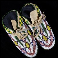 Sioux Fully Beaded Moccasins circa 20th Century