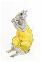 SHEFFIELD SILVER PLATE GLASS SQUIRREL DECANTER