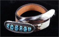 Navajo Sterling Silver Turquoise Buckle & Belt