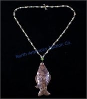 Hudson Bay Copper Fish Effigy Beaded Necklace