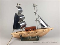 Ceramic Boat Lamp with Metal Sails