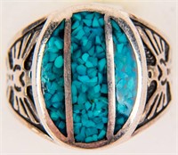 Jewelry Sterling Silver Turquoise Men's Ring