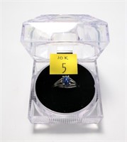 10K White gold star sapphire ring