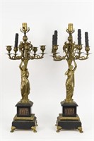19TH C. FRENCH BRONZE CANDELABRA LAMPS