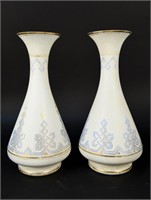 PAIR OF AESTHETIC DECORATED GLASS VASES