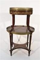 FRENCH MARBLE & ORMOLU TWO TIER TABLE