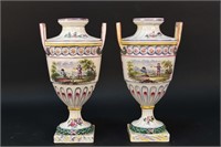 PAIR OF MARSEILLES FAYENCE LATE 18TH C. URNS