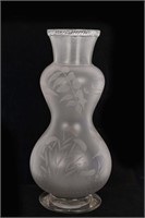 19TH C. HAND BLOWN AND ETCHED GLASS VASE