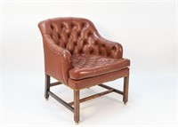 LEATHER BUTTON TUFTED ARM CHAIR