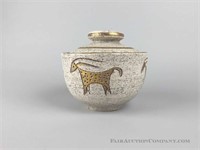Mid Century Lidded Jar with Antelopes - Italy