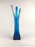 Tall Blue Art Glass Vase