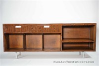 Rosewood Finish Credenza with Metal Legs