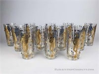 Set of 12 Culver Mardi Gras Glasses