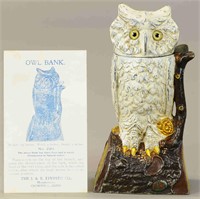 OWL TURNS HEAD MECHANICAL BANK - WHITE