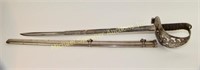 ENGLISH OFFICERS SWORD AND SCABBARD EDWARD VII ERA
