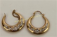 PAIR 9K YELLOW GOLD HOOP EARRINGS