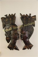 TWO WEST AFRICAN WALL CARVINGS