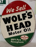 DST Wolf's Head Motor Oil Sign