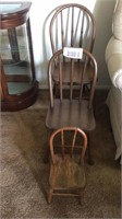 3 wooden child chairs