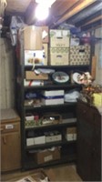 Metal shelving unit and contents