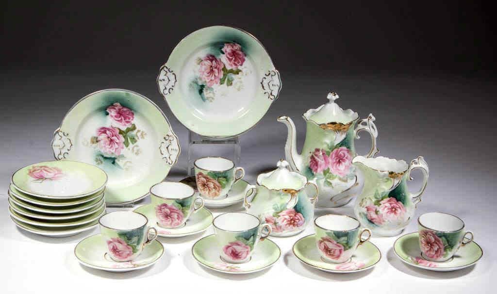 R. S. Prussia ceramic children's toy tea set (4 7/8" H teapot), from a substantial collection of R.S. Prussia material
