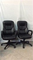 2 Black Faux Leather Executive Desk Chairs - 9B