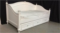 White Wooden Twin Size Trundle Bed - 7A