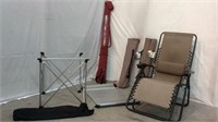 2 Coleman Cots, Umbrella, Lounge Chair & Table -9C