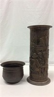 Vintage Pot From India & Vase From England - 10A