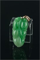 Chinese Green Jadeite Leaf Pendant