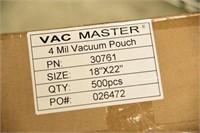 (1 ½) cases of Vac Master 4 mil 18”x22” vacuum